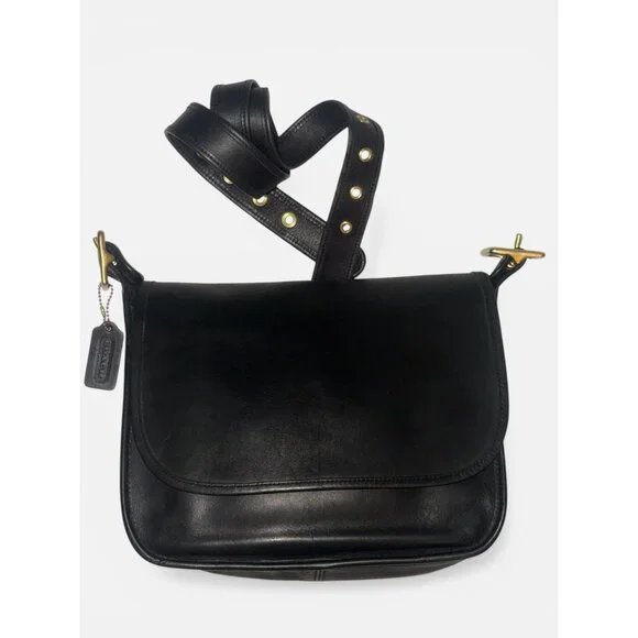 VTG Coach Patricia Legacy Bag 9951 Black Leather Brass Convertible Y2K USA + Tag - Picture 6 of 15